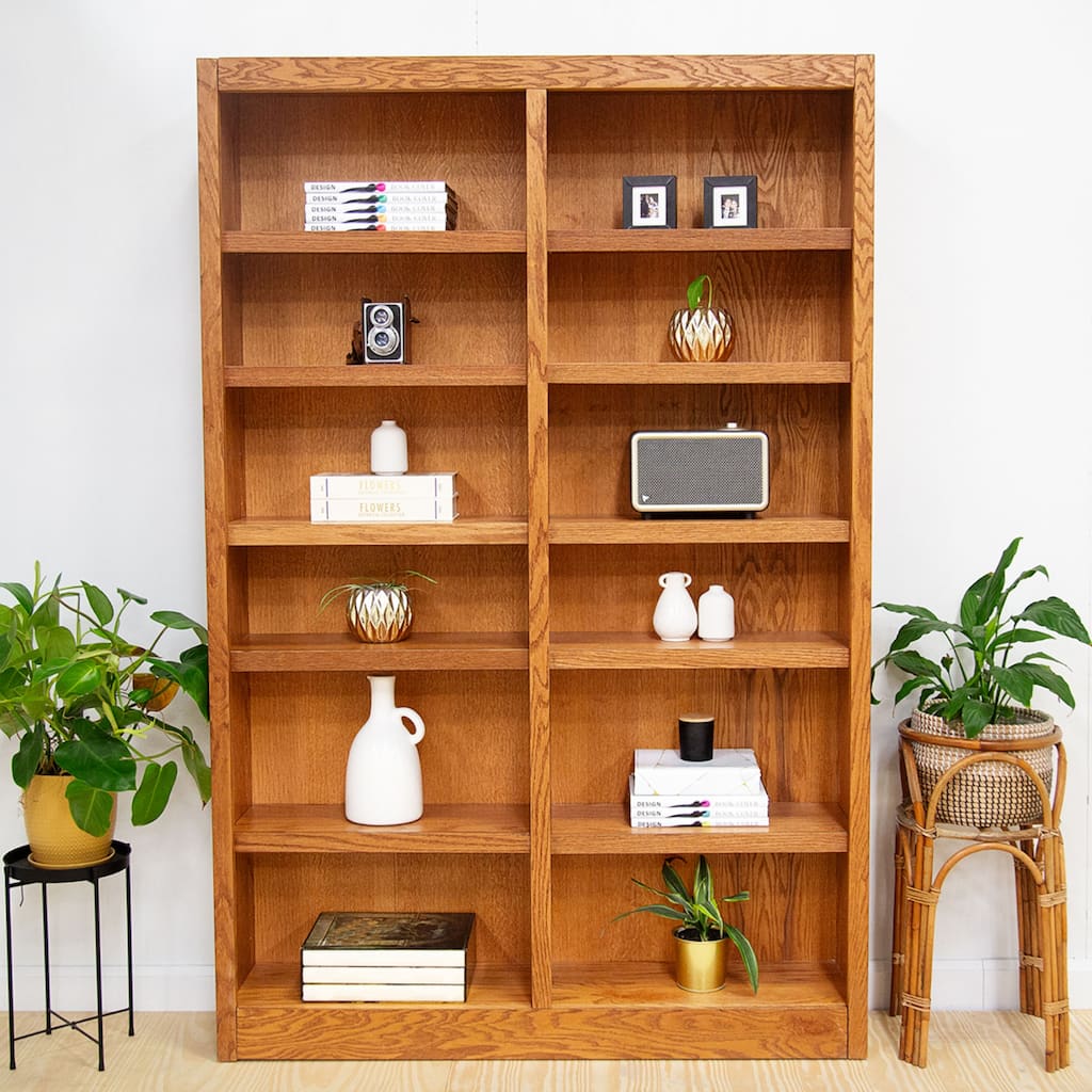 Concepts in Wood Double Wide Wood Bookcase, 12 Shelf, 84 inch Tall