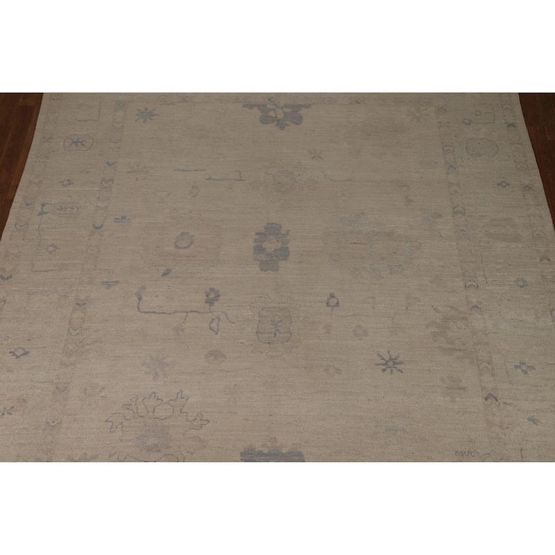 Vegetable Dye Oushak Turkish Rug Hand-Knotted Oriental Wool Carpet - 8'4"x 9'10"
