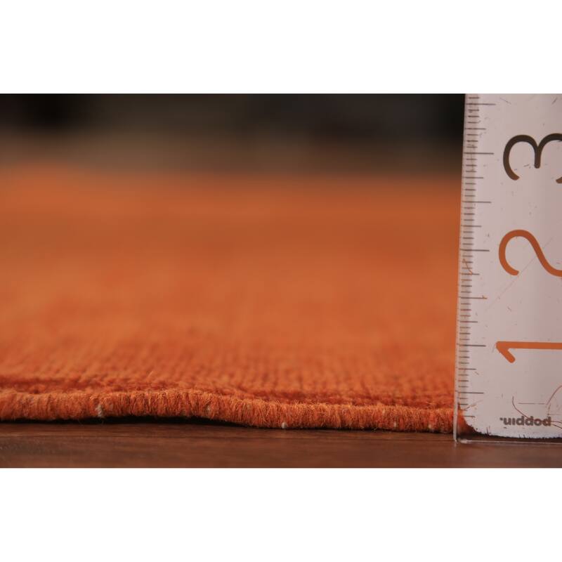 Orange Solid Gabbeh Modern Rug Hand-Knotted Wool Carpet - 4'0" x 5'8"