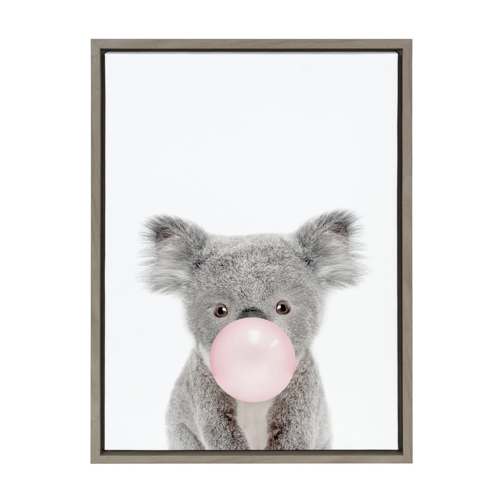 Kate and Laurel Sylvie Bubble Gum Koala Framed Canvas by Amy Peterson