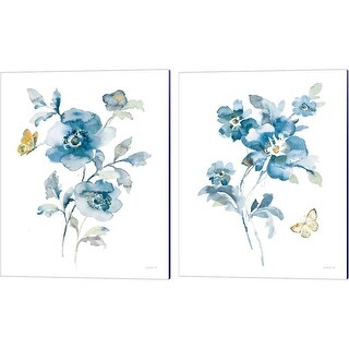 Danhui Nai 'Blues of Summer Gilded' Canvas Art (Set of 2)