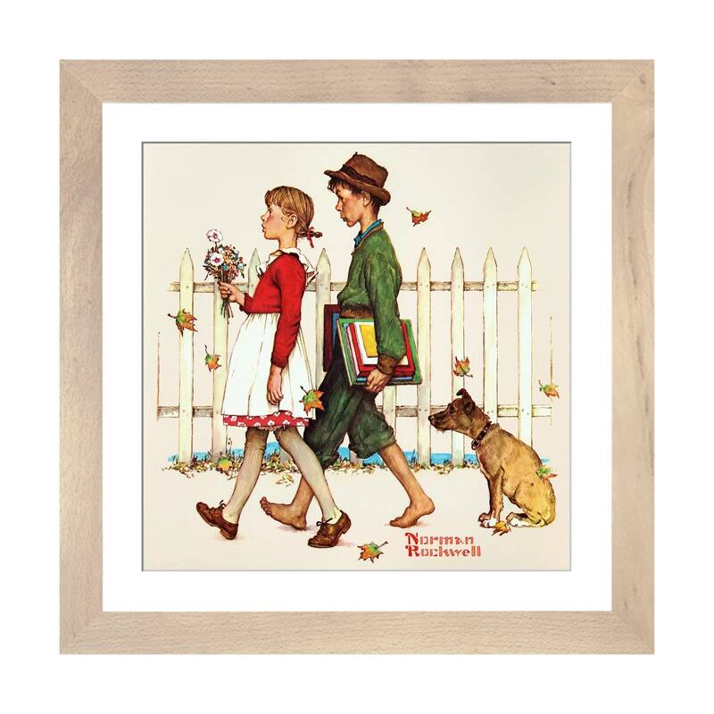 iCanvas "Young Love- Walking to School" by Norman Rockwell - Natural - 24x24x1