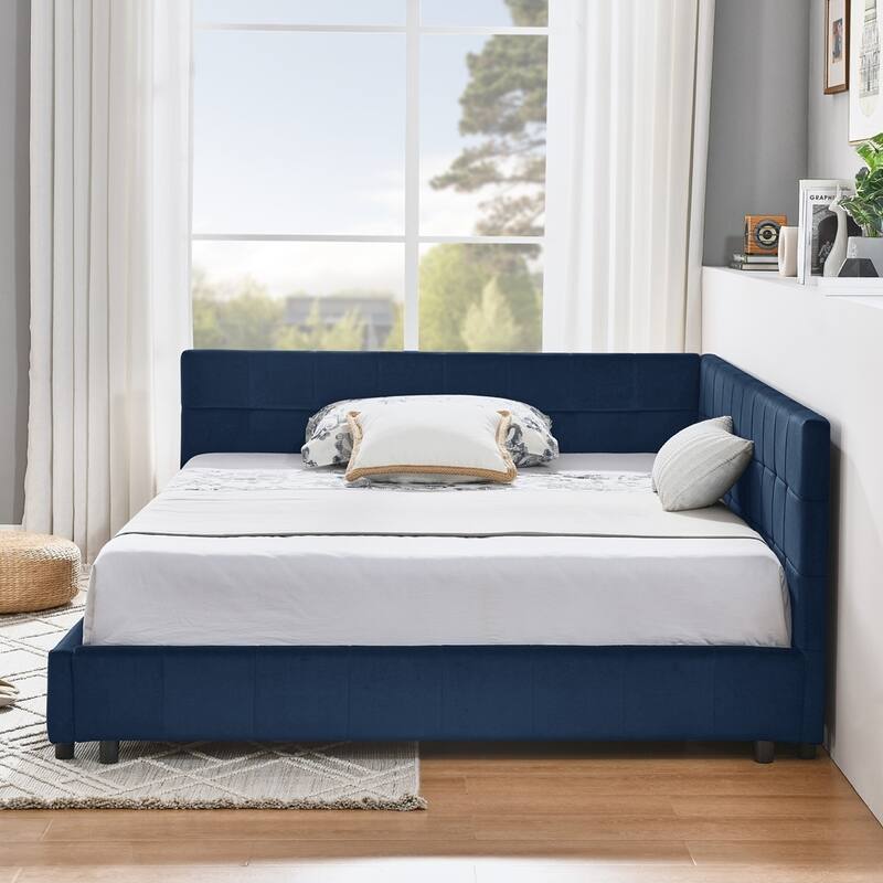 Upholstered Tufted Bed Frame Velvet Fabric Daybed