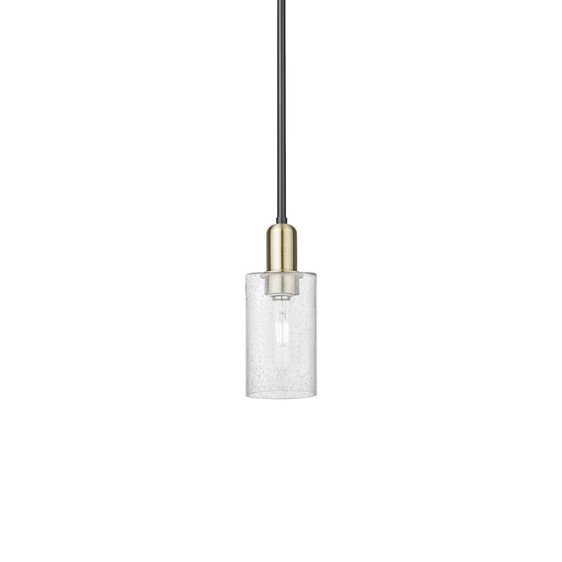 Innovations Lighting 716-1S-10-5 Clymer Pendant Clymer 5" Wide Mini - Black Antique Brass / Seedy