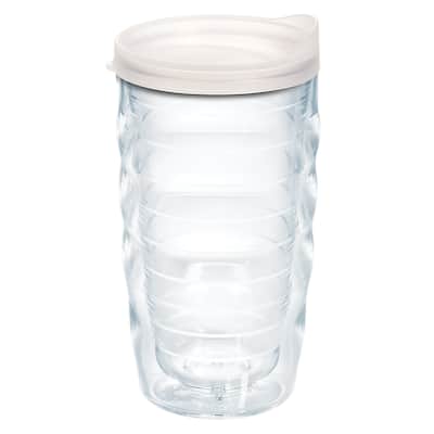 Tervis Clear & Colorful Lidded Made in USA Double Walled Insulated Travel Tumbler, Frosted Lid - 10oz Wavy