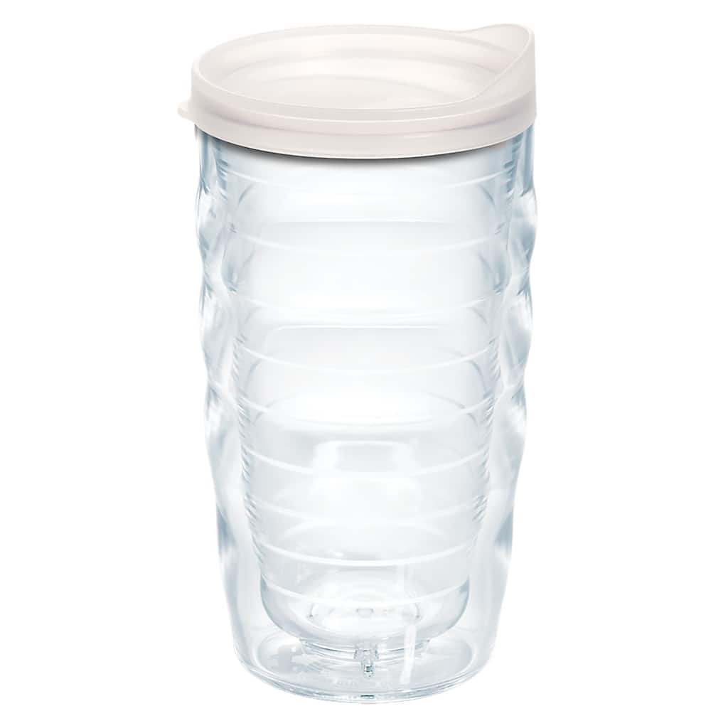 Tervis Clear & Colorful Lidded Made in USA Double Walled Insulated Travel Tumbler, Frosted Lid - 10oz Wavy