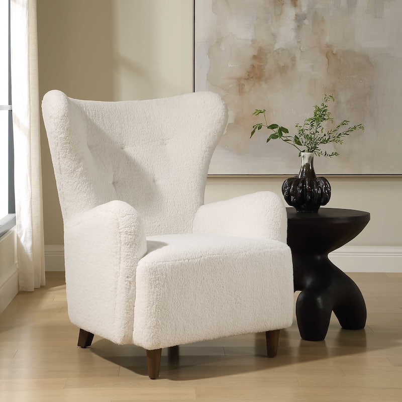 Uttermost Ingel White Wingback Armchair - 33.00" W x 39.50" H x 34.00" D
