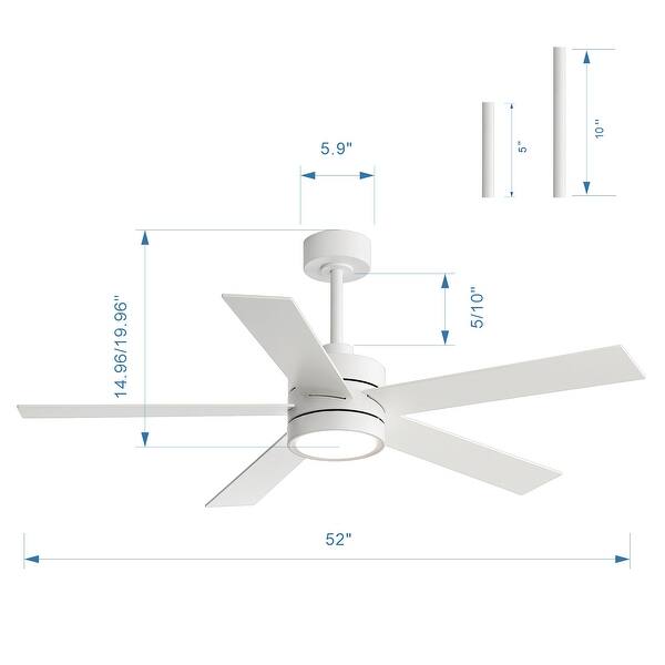 dimension image slide 1 of 4, Airsurfer 52 in. Integrated LED Indoor Ceiling Fans with Light and Remote Control Included