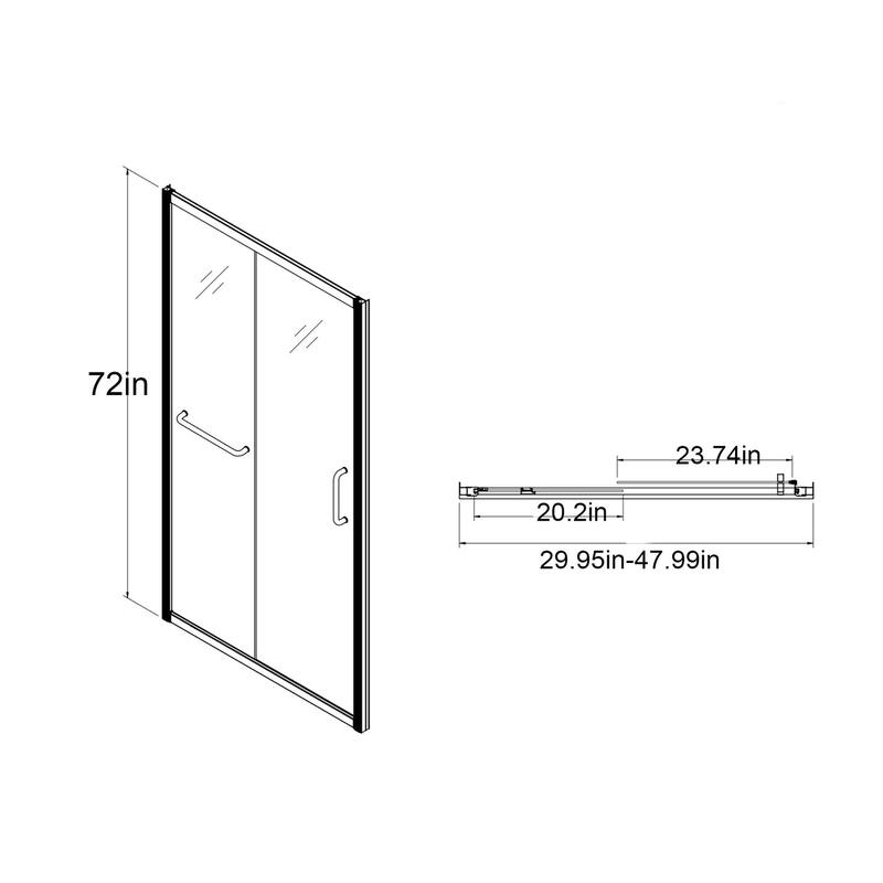 48"/60" x 72" Single Sliding Framed Shower Door