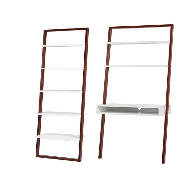 Ladder shelf storage leaning wall desk 2025