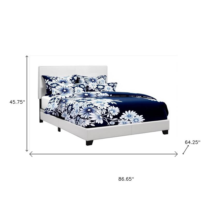 HomeRoots White Faux Leather Queen Bed Frame
