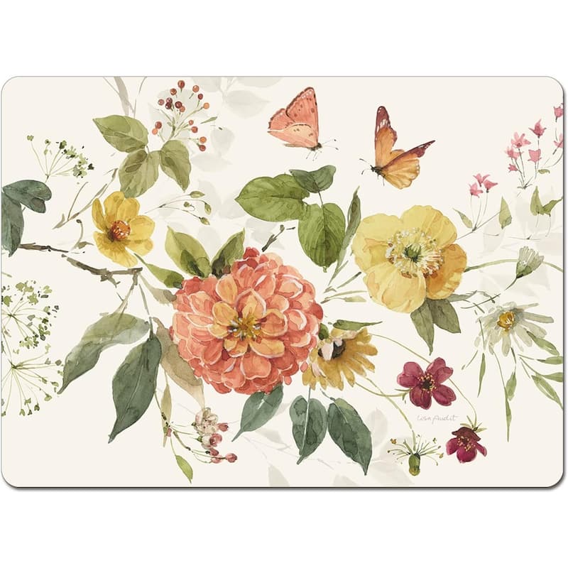 Blessed by Nature Premium Decorative Hardboard Cork Back Tabletop Placemats 4 Pack Manufactured in The USA Heat Tolerant - Set of 4
