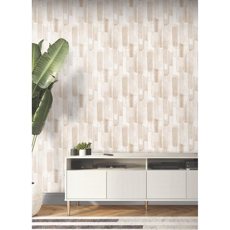 RoomMates Watercolor Glass Neutral Beige Peel and Stick Wallpaper