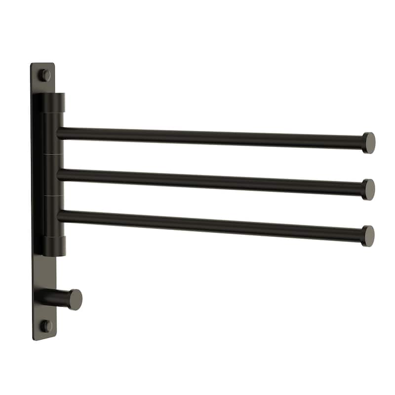 4-Arm Rust-Proof Swivel Towel Rack, 304 Stainless Steel with Hooks - Matte Black