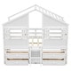 preview thumbnail 14 of 26, Full Size House-shaped Loft Bed with House Roof Frame Skylight Windows 4 Storage Drawers Guardrails and Stairs for Kids' Room