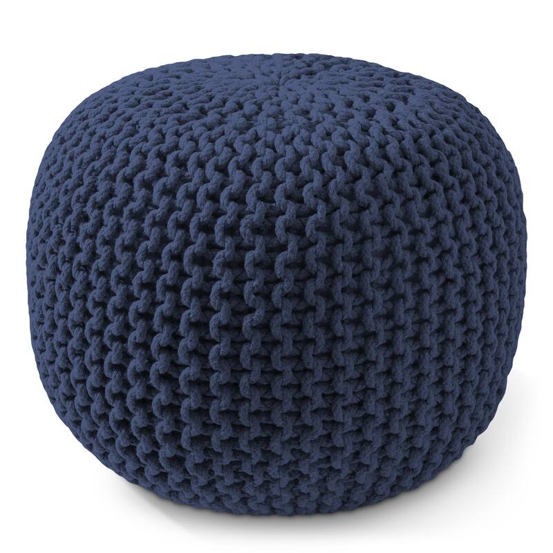 Cotton Pouf Ottomans Knit Foot Stool Pouffes for Living Room