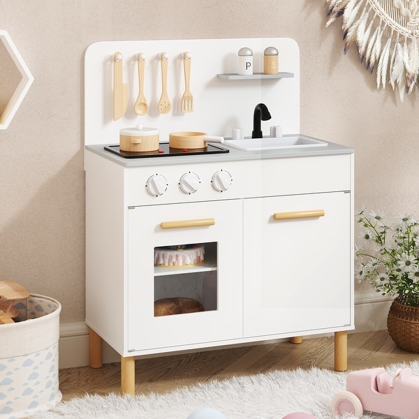 slide 2 of 9, Pretend Play Kitchen Set for Kids with Storage and Cooking Fun - 22" x 12" x 30" Kitchens