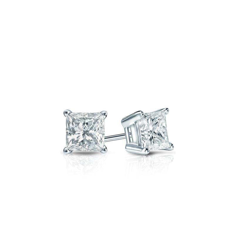 Auriya 14-karat Gold Lab Grown 0.90 carat TDW Princess Diamond Stud Earrings 4-Prong Basket Screw-back