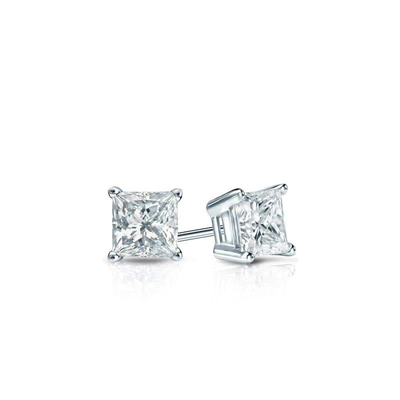 Auriya 18-karat Gold Lab Grown 0.25 carat TDW Princess Diamond Stud Earrings 4-Prong Basket Push-back