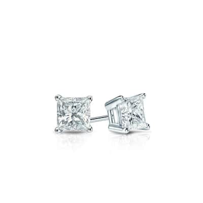 Auriya 18-karat Gold Lab Grown 0.25 carat TDW Princess Diamond Stud Earrings 4-Prong Basket Push-back