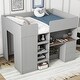 preview thumbnail 10 of 10, Beige Full Size Loft Bed with Wardrobe, Desk, and Storage