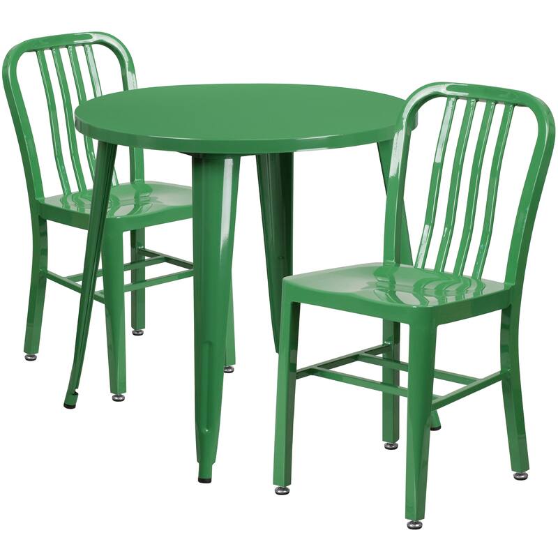 30-inch Round Indoor/ Outdoor 3-piece Metal Table and Chairs Set