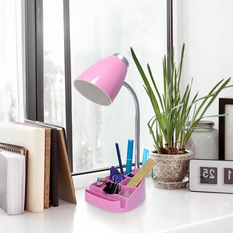 Gooseneck Organizer Desk Lamp with iPad Stand - 18.5" - Pink