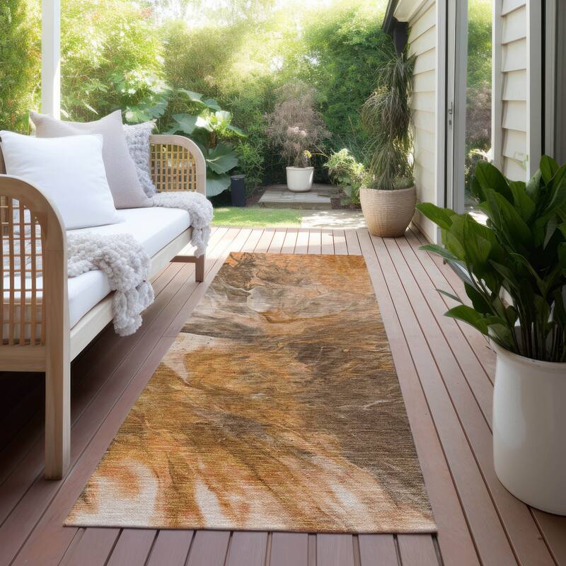 Machine Washable Indoor/ Outdoor Chantille Contemporary Splash Rug