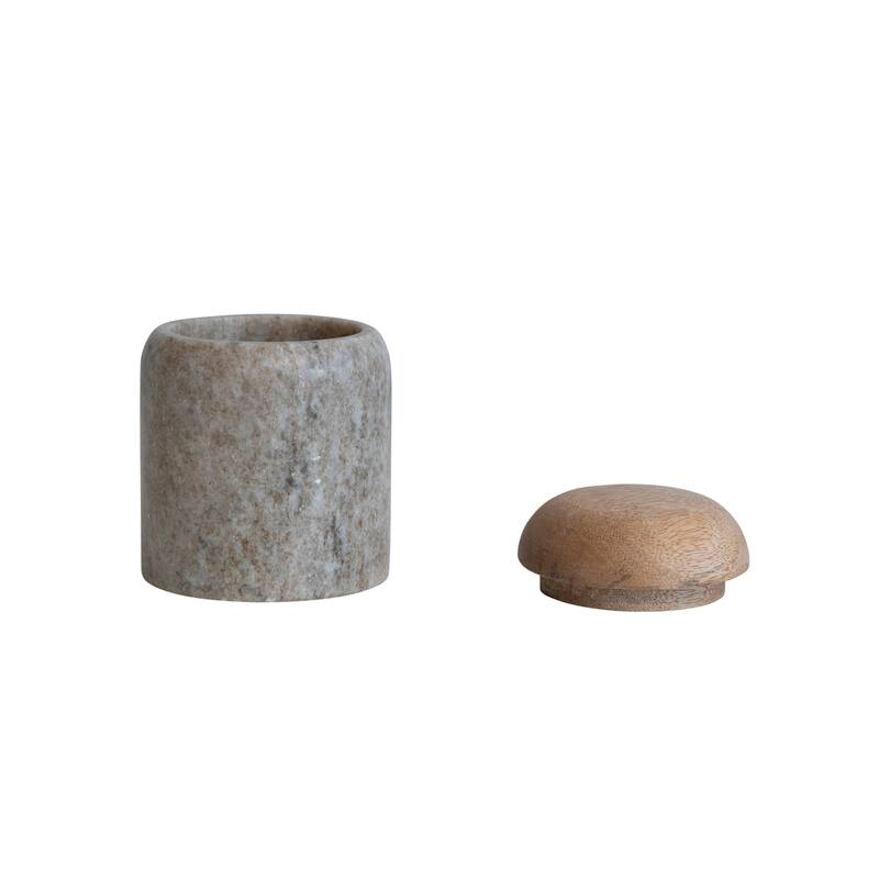 Marble and Mango Wood Pinch Pot with Lid