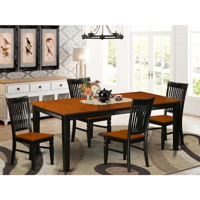 Kitchen Table Set 5 Piece - Dining Table & 4 Chairs - Black Cherry Wood - Modern Traditional Design