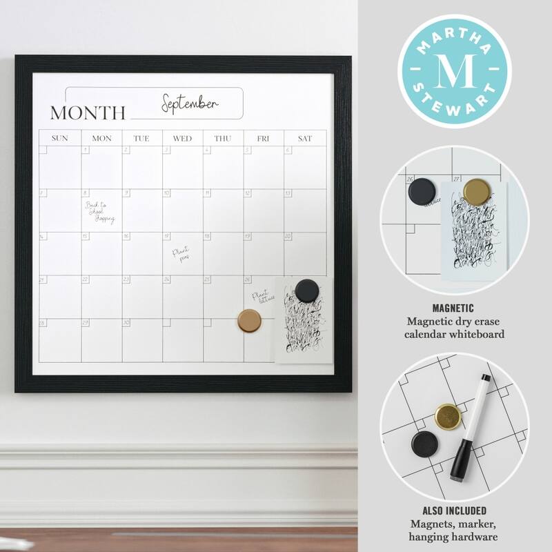 Martha Stewart Dry Erase Magnetic Monthly Calendar and with Woodgrain Frame