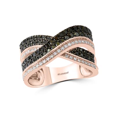 Effy Women's 14K Rose Gold Diamond,Black Diamond Ring