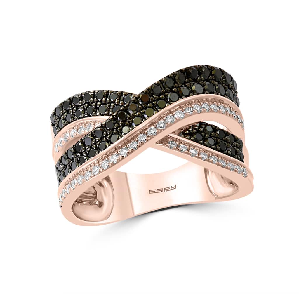 Effy Women's 14K Rose Gold Diamond,Black Diamond Ring