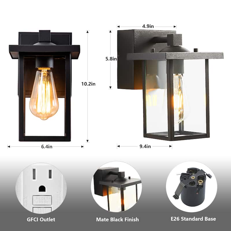 Outdoor Wall Lantern with GFCI Outlet - 1 PACK