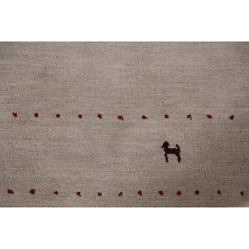 Hand Knotted Oriental 100% Wool Carpet Tribal Animal Pictorial Beige & Ivories Gabbeh Area Rug - 7' 11'' X 8' 1''