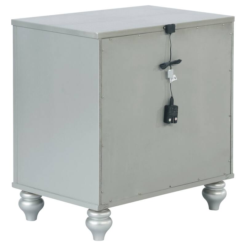 Menlo Silver Metallic 2-drawer Nightstand