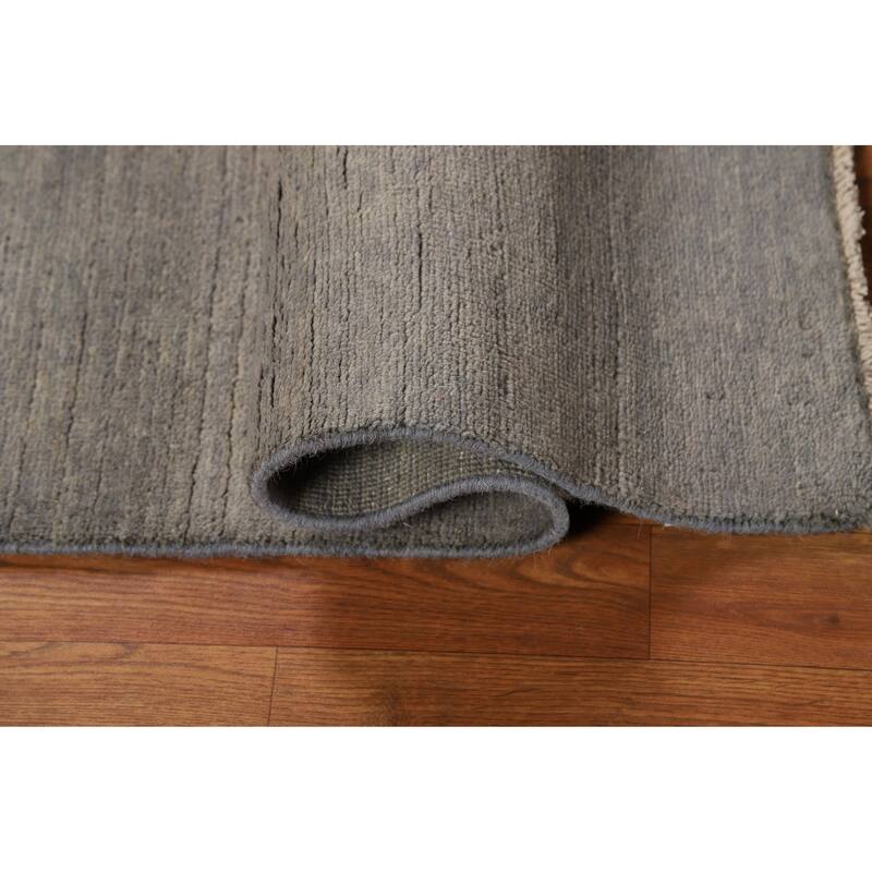 Hand Knotted Oriental 100% Wool Carpet Modern Modern Greys & Charcoal Gabbeh Area Rug - 4' 0'' X 2' 7''