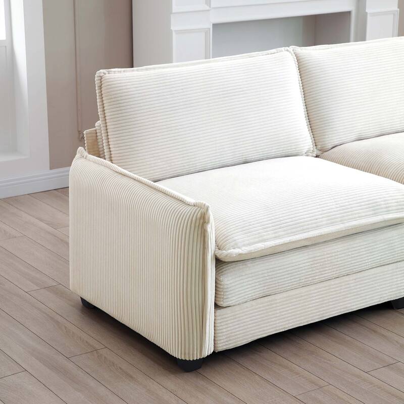 Modern Modular Sofa with 2 Arm Pillows and 3 Throw Pillows and Memory Foam Cushions for Living Room or Guest Room