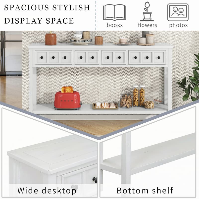 Rustic Entryway Console Table(Antique White)