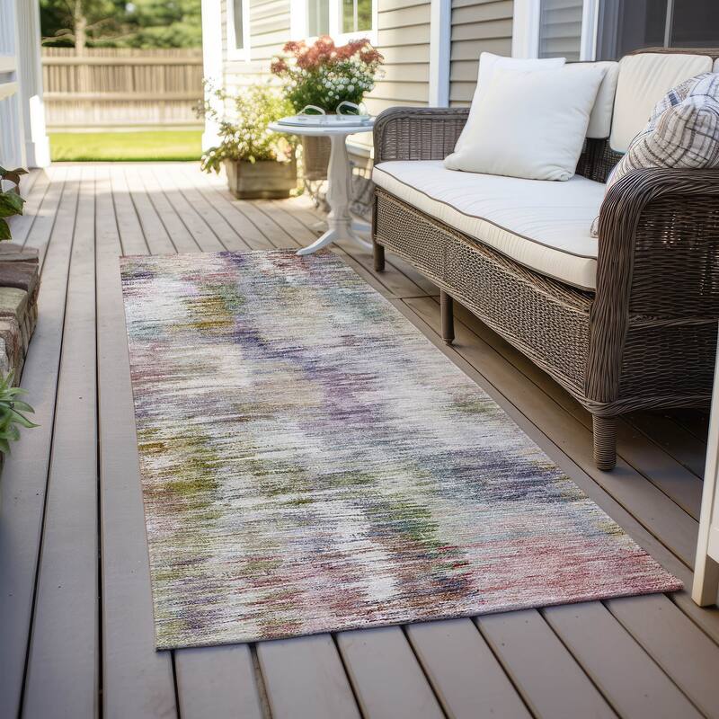 Machine Washable Indoor/ Outdoor Chantille Solid Abstract Rug - Plum - 2'3" x 7'6"