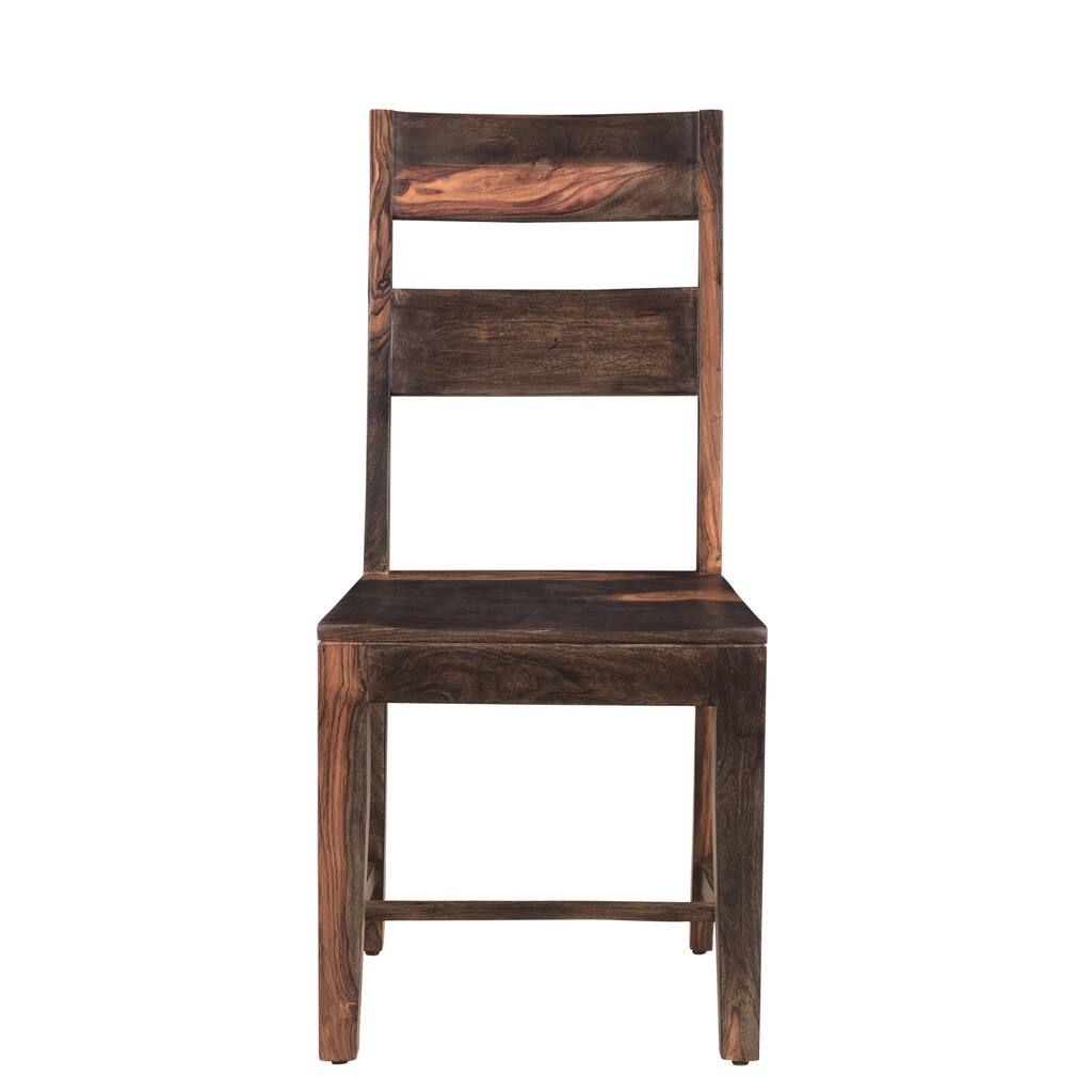 HomeRoots Set of Two Dark Brown Solid Wood Ladder Back Dining Side Chairs - 18' X '39' X '18