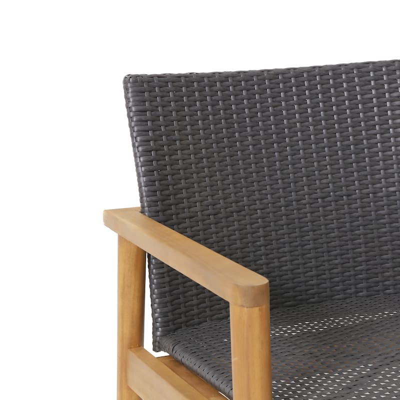 Bryan Wicker and Acacia Wood Outdoor Club Chairs by Christopher Knight Home