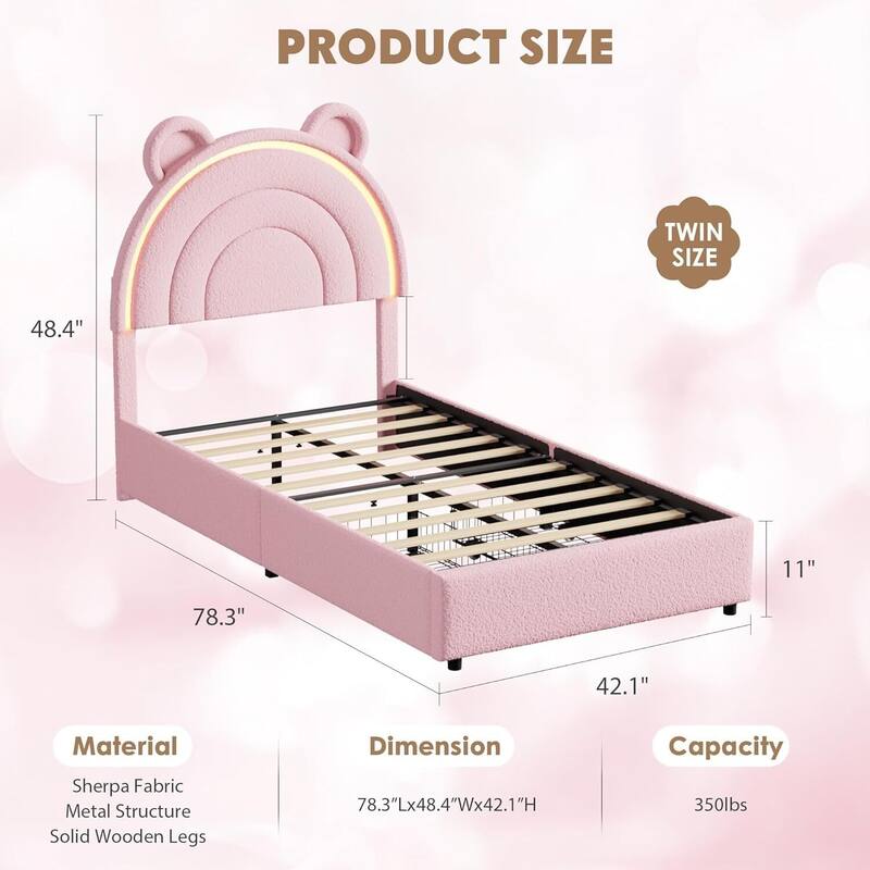 Velvet Upholstered Platform Bed Frame, with 2 Storage Drawers