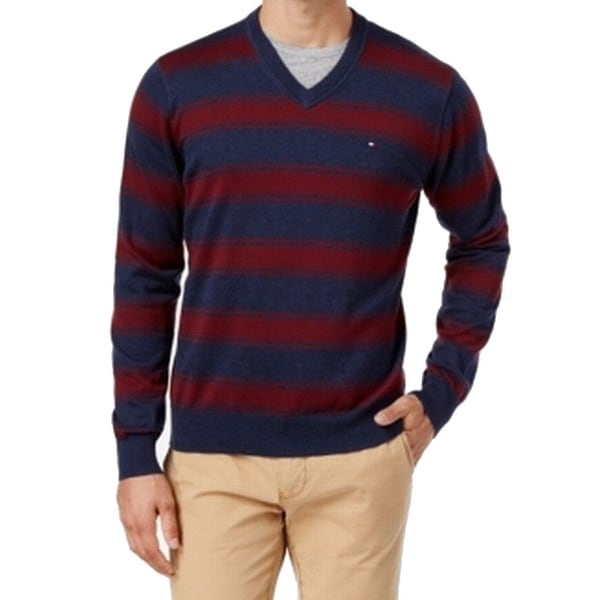 tommy hilfiger red and blue striped sweater