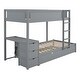preview thumbnail 6 of 14, Modern & Simple Twin over Twin Bunk Bed with Twin size Trundle, Storage and Desk, Outlets with USB, Maximized Space, Grey