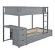 preview thumbnail 22 of 47, Modern Style Twin over Twin Bunk Bed with Twin size Trundle, Storage and Desk, Outlets with USB, Maximized Space, White+Walnut