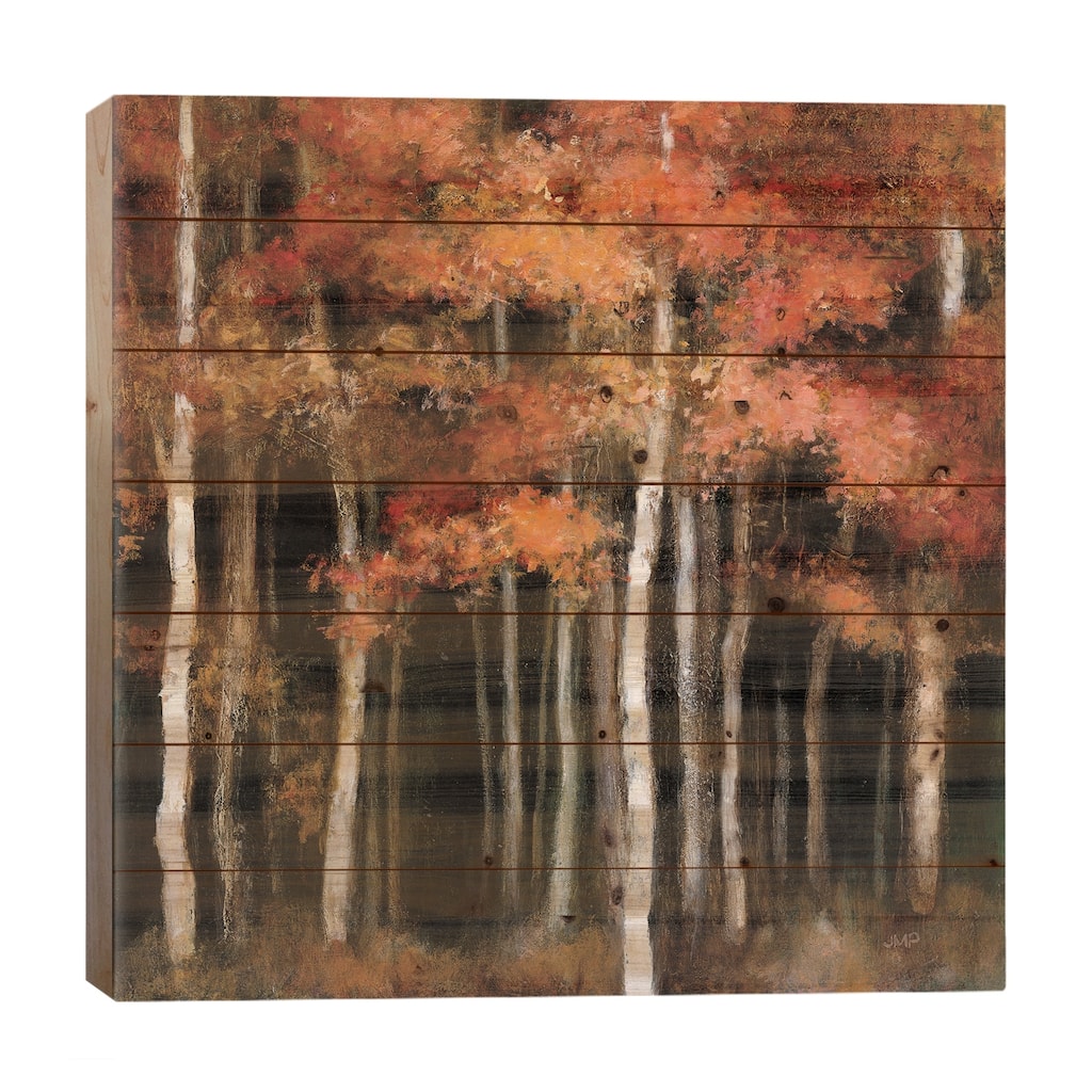 October Woods Print On Wood by Julia Purinton - Multi-Color