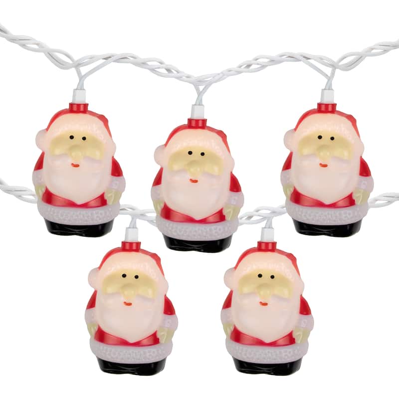 10-Count Santa Claus Christmas Light Set 6ft Green Wire - 6'