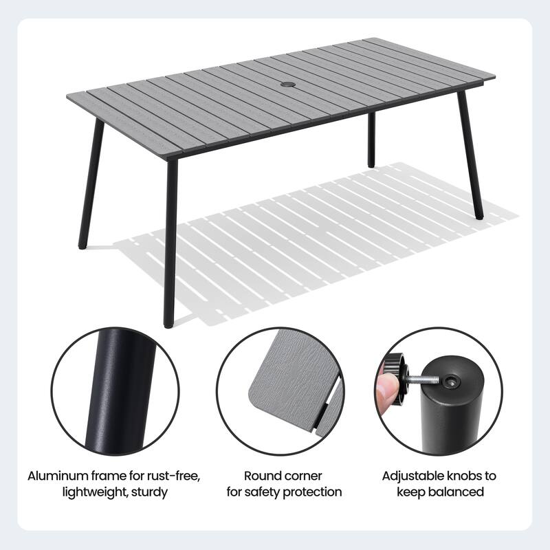 9/11-piece Outdoor Dining Set w/ Umbrella and Base Aluminum Dining Table and PE Rattan Wicker Chairs