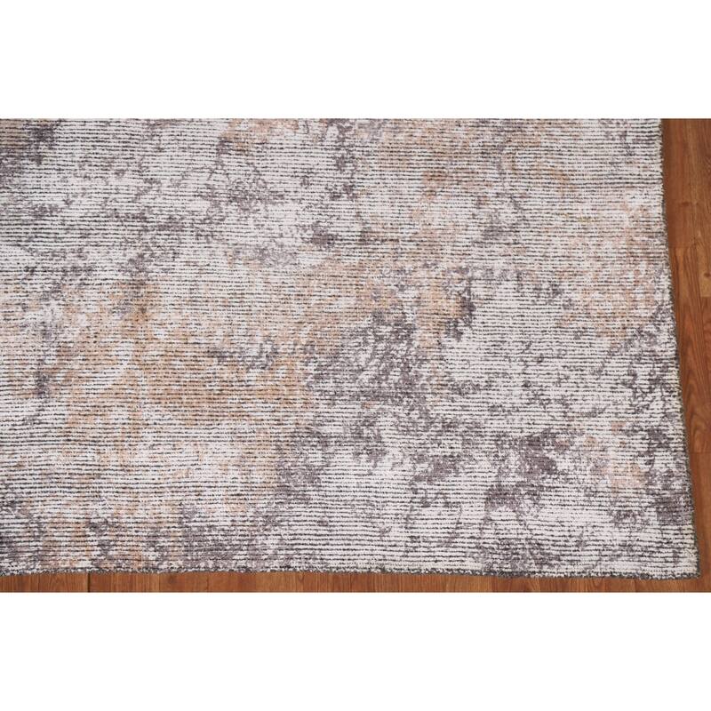 Beige Modern Abstract Area Rug Hand-Knotted Wool Carpet - 6'5"x 9'6"